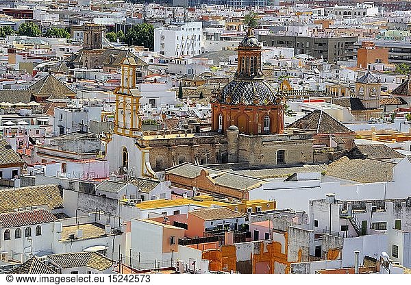 geography / travel  Spain  Santa Cruz church from La Giralda Tower of Cathedral  Seville  Andalusia