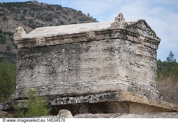 geography / travel  Turkey  Denizli  Pamukkale  Hierapolis  grave field  burial place  stone tomb