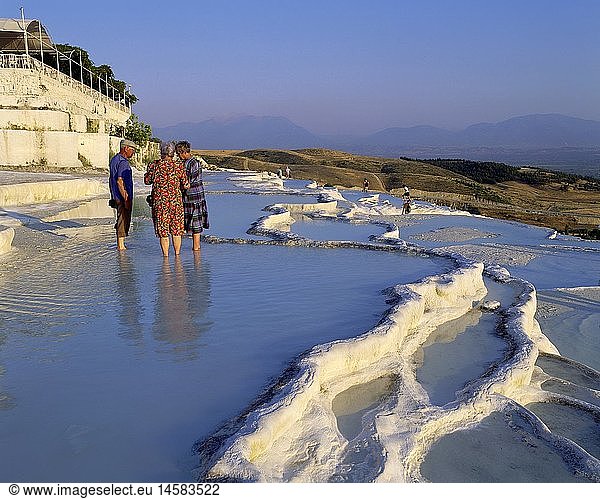 geography / travel  Turkey  Pamukkale  lime terraces  sinter terraces  special geological formations  view into valley  UNESCO World Cultural Heritage Site / Sites  UNESCO World Natural Heritage Site / Sites