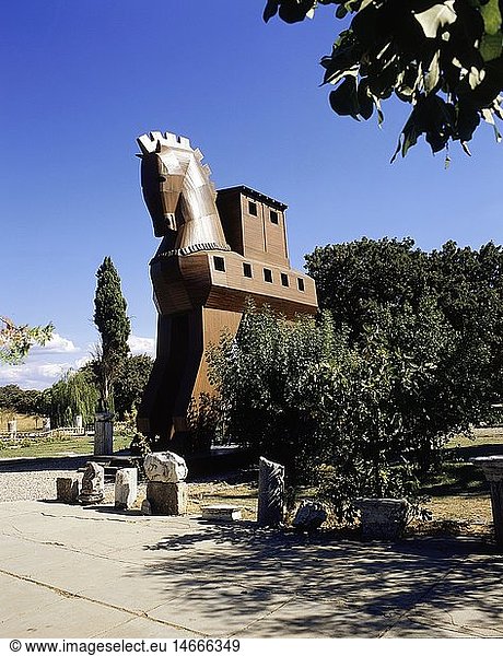 geography / travel  Turkey  Troja  buildings  Trojan Horse  exterior view  reconstruction  wood