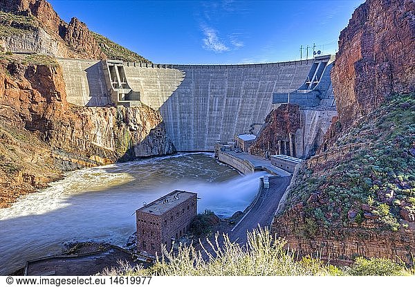 geography / travel  USA  Arizona  Apache Junction  Theodore Roosevelt Dam  hydroelectric generating  Apache Trail  Arizona Hwy 88  Arizona
