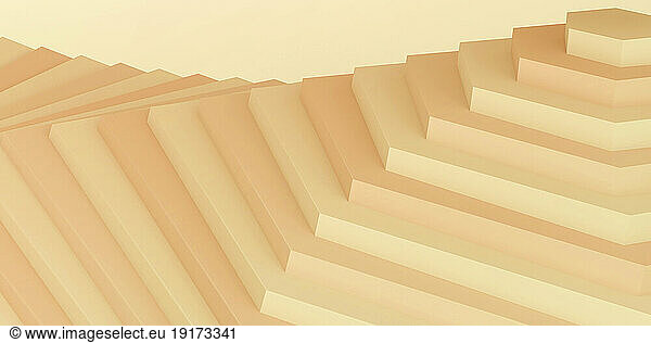Geometric shaped staircase pattern against yellow background