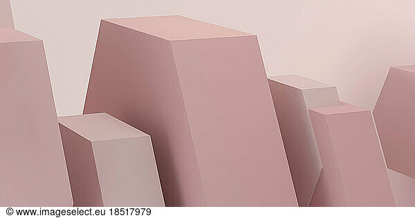 Geometry shaped podium against colored background