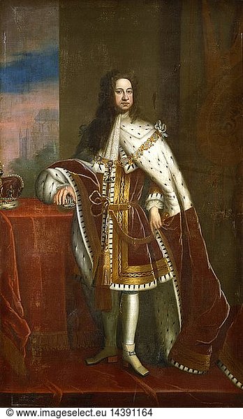 George I (1660-1727) King of Great Britain and Ireland from 1714. Elector of Hanover from1698. First Hanoverian king of Great Britain. Portrait by Godfrey Kneller (1646-1723). Private collection