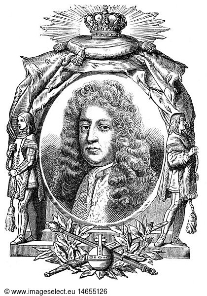 George  2.4.1653 - 28.10.1708  Prince of Denmark and Norway  Duke of Cumberland  engraving after painting  circa 1700