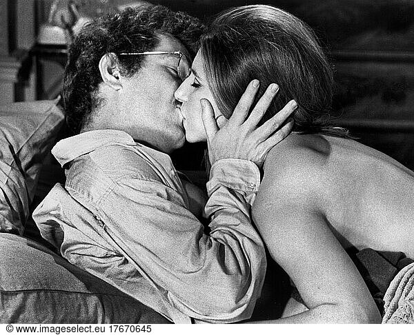 George Segal  Barbara Streisand  on-set of the film  'The Owl And The Pussycat'  Columbia Pictures  1970