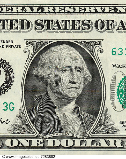 George Washington auf einen US-Dollar mit traurigem Ausdruck