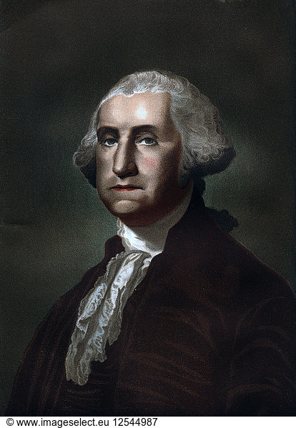 George Washington (1732-1799)  erster Präsident der Vereinigten Staaten von Amerika  1837. Künstler: Unbekannt