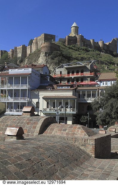 Georgia  Tbilisi  Abanotubani  baths  Narikala Fortress .