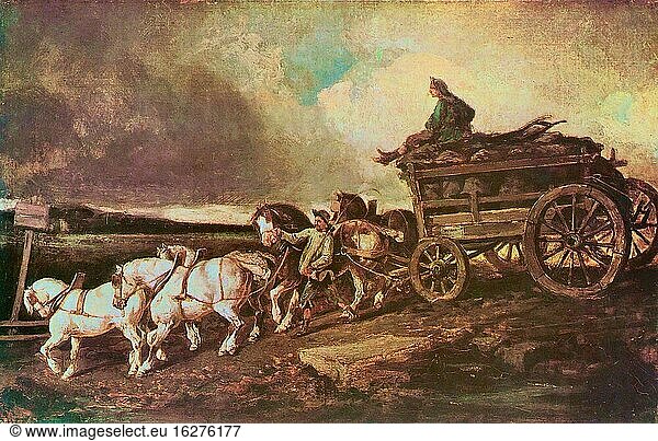 Gericault Th?odore - Kohlenwagen 1 - Französische Schule - 19. Jahrhundert.