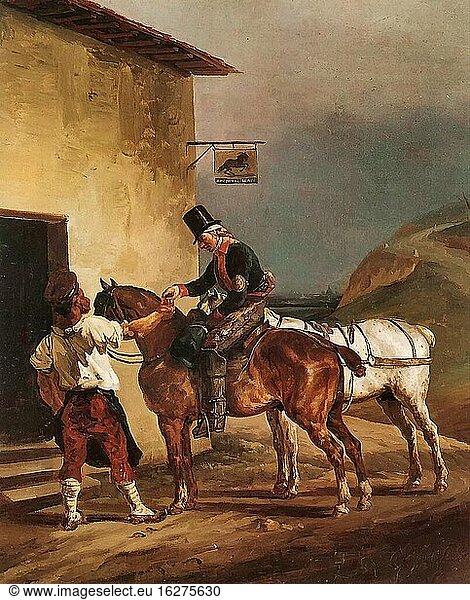 Gericault Th?odore - Postillion an Der T?r Einer Schenke (Die Taverne Zum Weissen Pferd) - Französische Schule - 19. Jahrhundert.