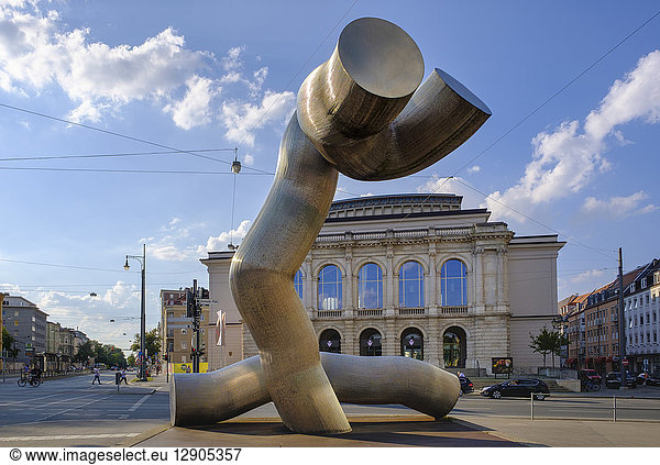 Germany  Augsburg  Kennedyplatz  City theater  Sculpture 'Eastern' by Matschinsky-Denninghoff