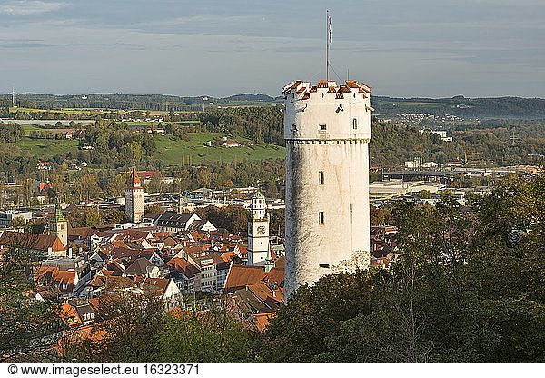Germany  Baden-Wuerttemberg  Ravensburg  town tower Mehlsack and Blaserturm