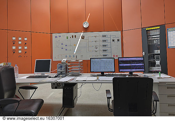Germany  Baden Wuerttemberg  View of control center of water treatment plant