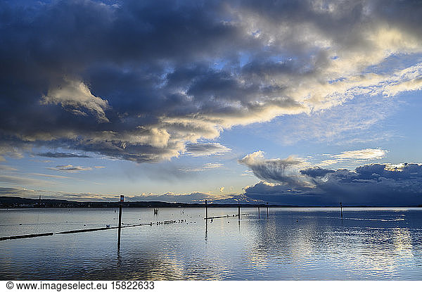 Germany  Baden-Wurttemberg  Lake Constance at cloudy dawn