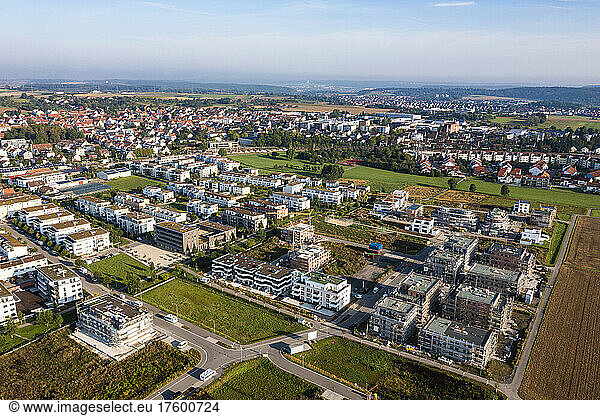 Germany  Baden-Wurttemberg  Sindelfingen  Aerial view of suburban houses in new development area