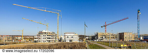 Germany  Baden Wurttemberg  Sindelfingen  Construction site with cranes