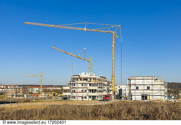 Germany  Baden Wurttemberg  Sindelfingen  Construction site with cranes
