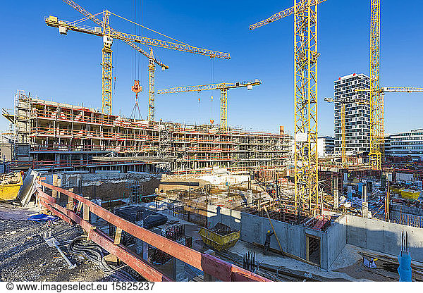 Germany  Baden-Wurttemberg  Stuttgart  Construction site of apartment buildings