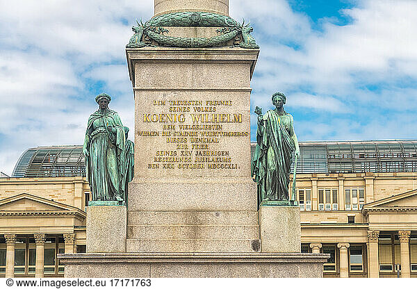 Germany  Baden-Wurttemberg  Stuttgart  Text and statues of Jubilaumssaule column