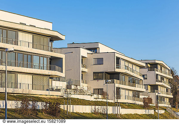 Germany  Baden-Wurttemberg  Stuttgart  White modern apartment buildings