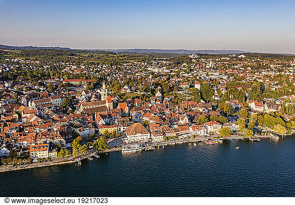 Germany  Baden-Wurttemberg  Uberlingen  Aerial view of city on shore of Bodensee