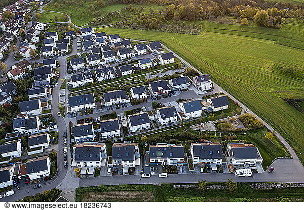 Germany  Baden-Wurttemberg  Waiblingen  Aerial view of suburban houses in new modern development area
