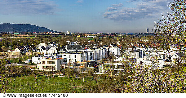 Germany  Baden-Wurttemberg  Waiblingen  Panorama of modern energy efficient suburban houses