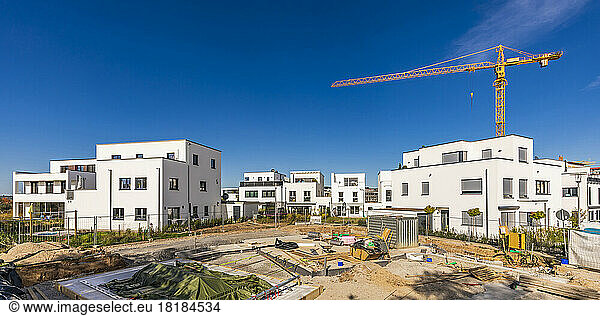 Germany  Baden-Wurttemberg  Weinstadt  Panoramic view of construction site in modern suburb