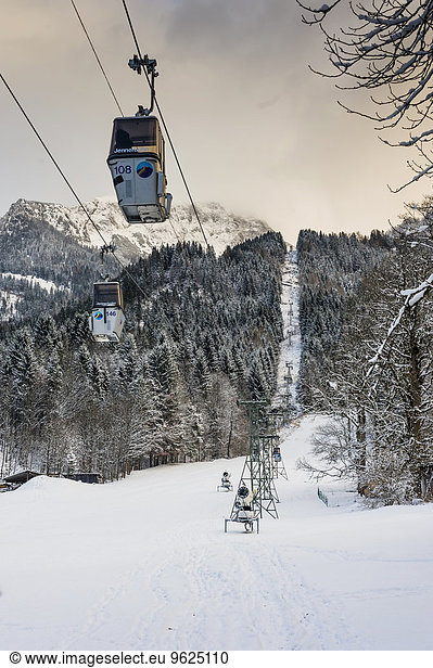 Germany  Bavaria  Berchtesgadener Land  cable car at Jenner mountain in winter