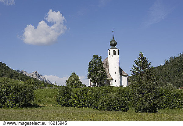Germany  Bavaria  Berchtesgadener Land  Church in landscape
