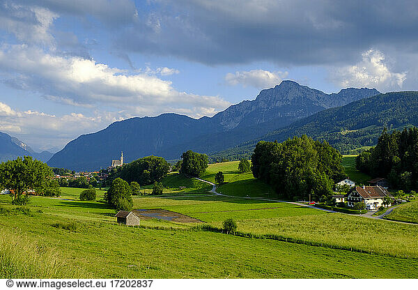 Germany  Bavaria  Chiemgau  Idyllic lush green mountain scenery