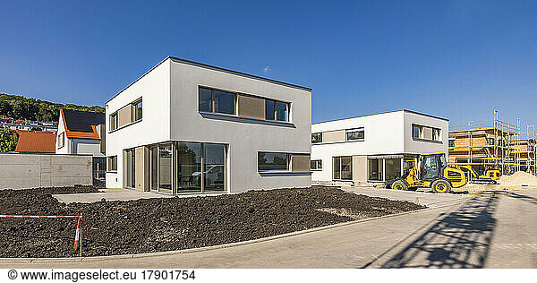 Germany  Bavaria  Elchingen  Patch of dirt in front of modern suburban house