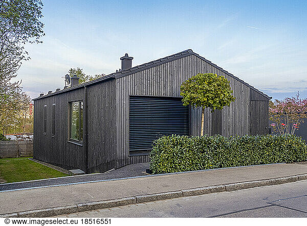 Germany  Bavaria  Exterior of modern single-family wooden house