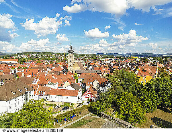 Germany  Bavaria  Forchheim  Aerial view of old town with St. Martin church in center