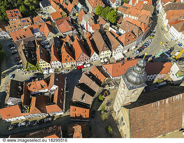 Germany  Bavaria  Forchheim  Aerial view of St. Martin church and surrounding houses
