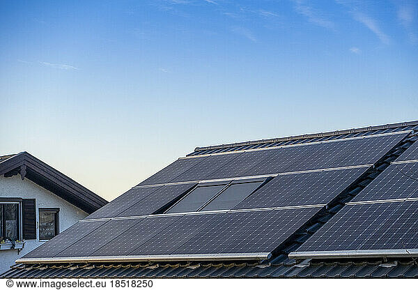 Germany  Bavaria  House roof covered in solar panels