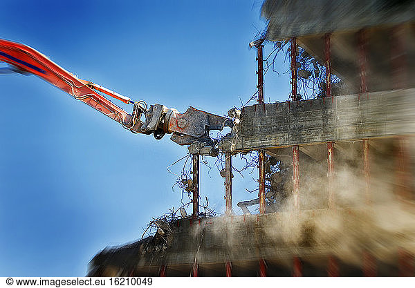 Germany  Bavaria  Munich  crane knocking off building