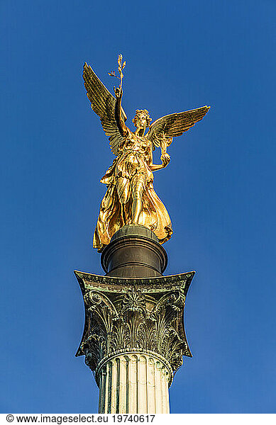 Germany  Bavaria  Munich  Friedensengel monument standing against clear sky