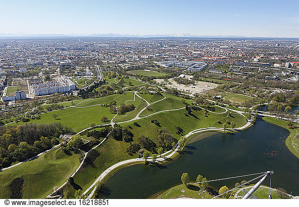 Germany  Bavaria  Munich  View of city with olympic park