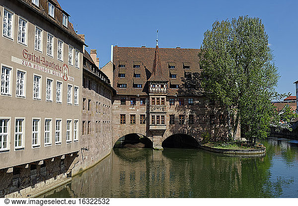 Germany  Bavaria  Nuremberg  Germany  Nuremberg  Heilig-Geist-Spital on Pegnitz River