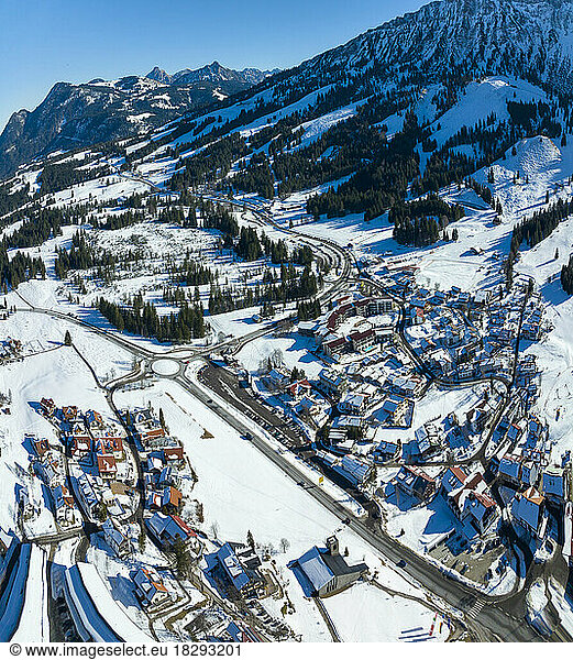 Germany  Bavaria  Oberjoch  Snow-covered village in Allgau Alps