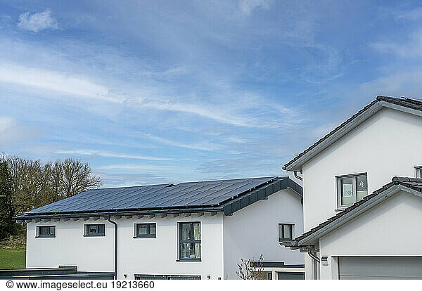 Germany  Bavaria  Odelzhausen  Solar panels on single family house