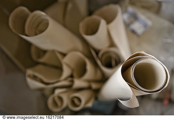 Germany  Bavaria  Rolls of paper in workshop