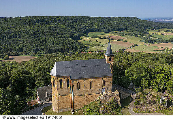 Germany  Bavaria  Schesslitz  Aerial view of Pilgrimage church Gugel