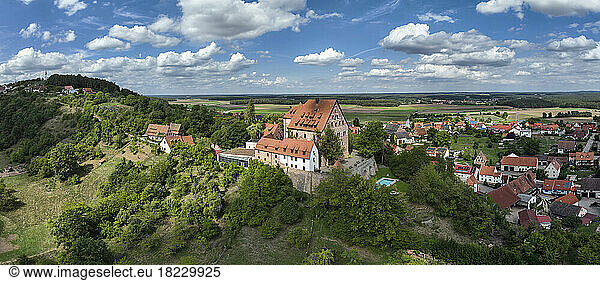 Germany  Bavaria  Spalt  Aerial panorama of clouds over Wernfels Castle