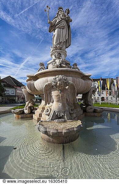 Germany  Bavaria  Upper Bavaria  Altoetting  Kapellplatz  St. Mary's fountain