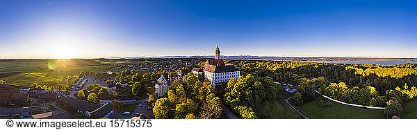 Germany  Bavaria  Upper Bavaria  Pfaffenwinkel  Ammersee  Andechs Abbey at sunrise
