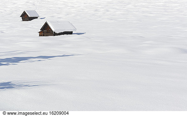 Germany  Bavaria  View of Hut covered with snow