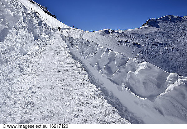Germany  Bavaria  View of Passamani winter hiking trail at mountain station